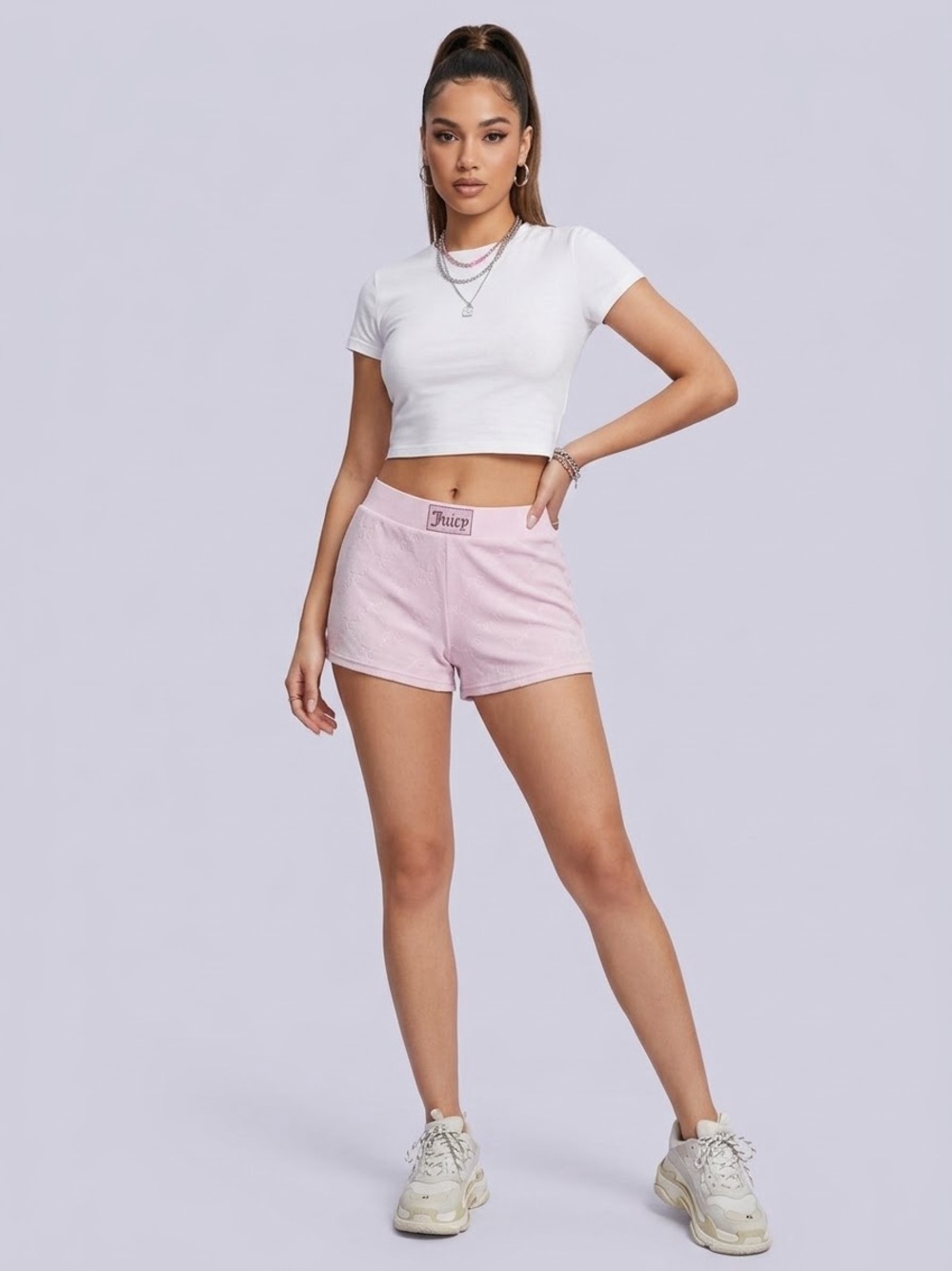 Juicy Couture Pink Velour Lounge Shorts with Logo Waist